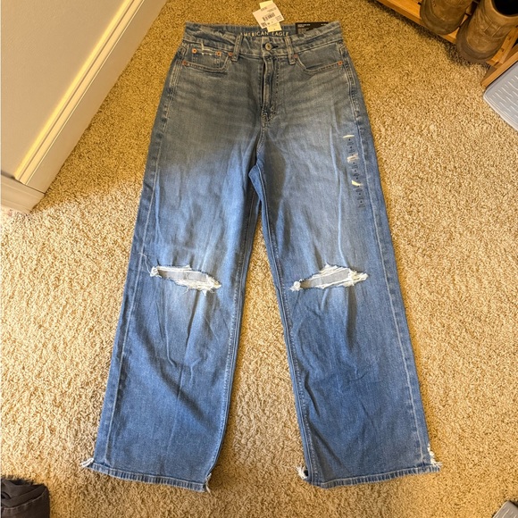 American Eagle dreamy drape stretch curvy super high rise baggy wide leg jeans - Picture 3 of 4